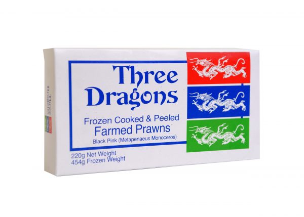 Three Dragons Frozen Cooked and Peeled Farmed Prawns